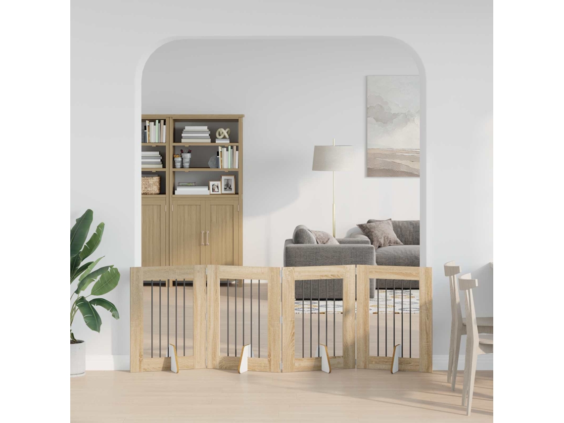 Vidaxl Portão Dobrável Com Suportes 4 Pcs Carvalho Sonoma