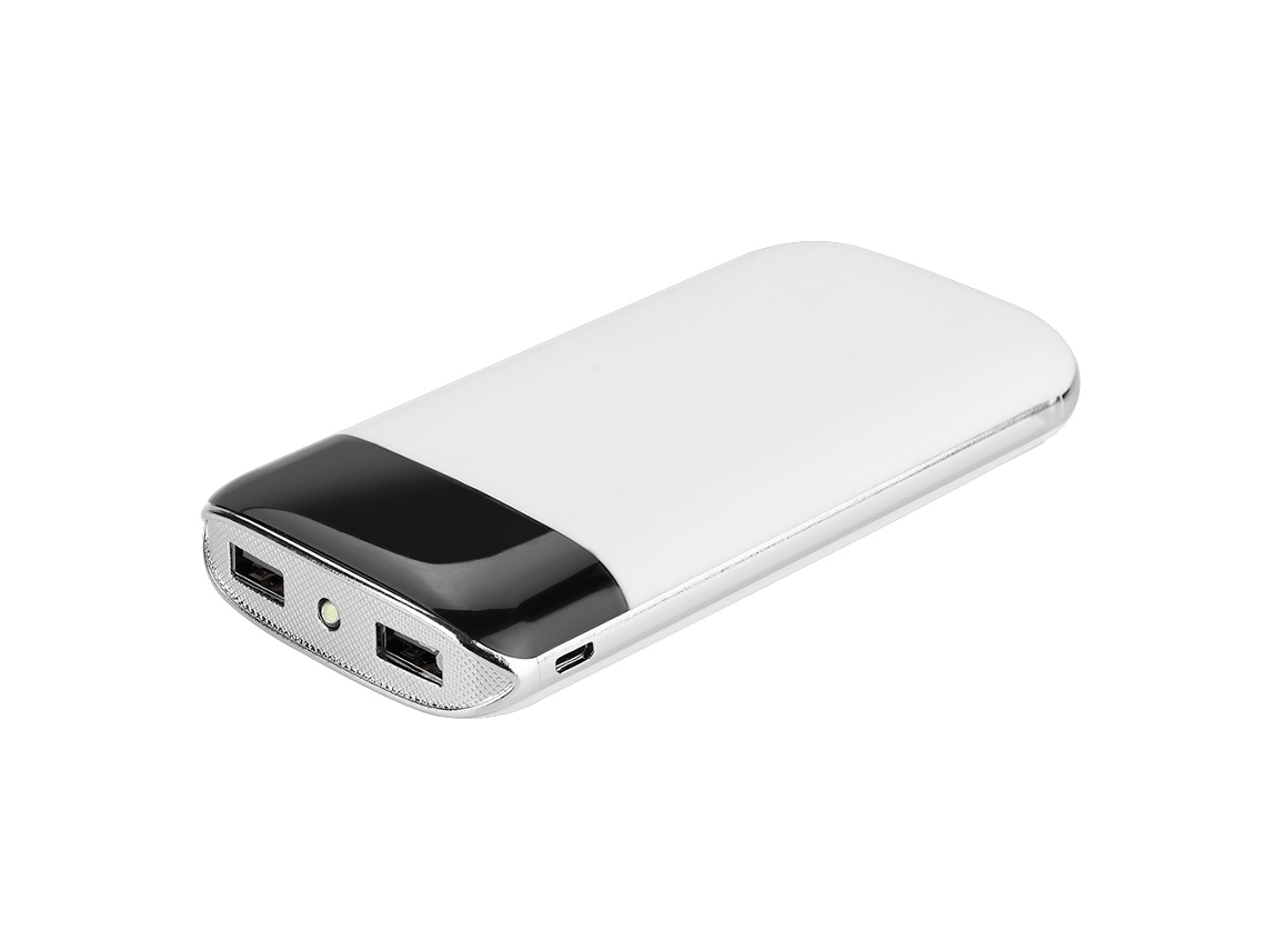 Carregador Portátil LAXISCREED com Display Digital Branco de Couro