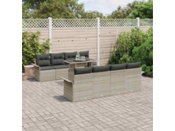 Vidaxl Conjunto De Sofá De Jardim 9 Unid. Cinzento-claro