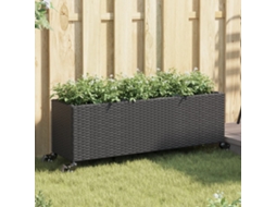 Conjunto de 2 Floreiras Canteiro com Rodas HARLANV1 107x32x38cm Vime Pe Preto