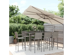 Vidaxl 9 Pcs Conjunto De Bar Para Jardim Vime Pe Cinzento
