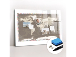 Quadro Magnético Decorativo Mapa-múndi Castanho Para O Escritório Espelharte (100x70 Cm)