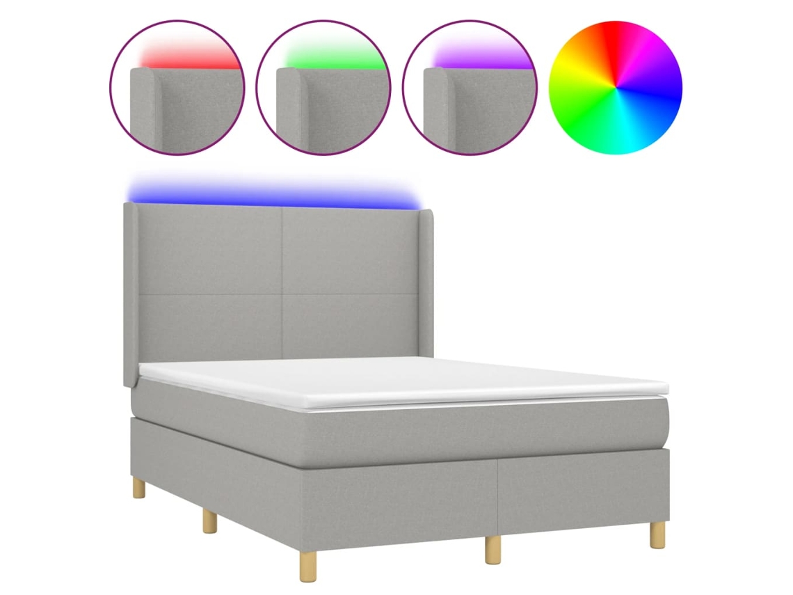 Box Spring Bed, Box Spring Beds Vidaxl Cinzeto Tecido (140 X 190 Cm)