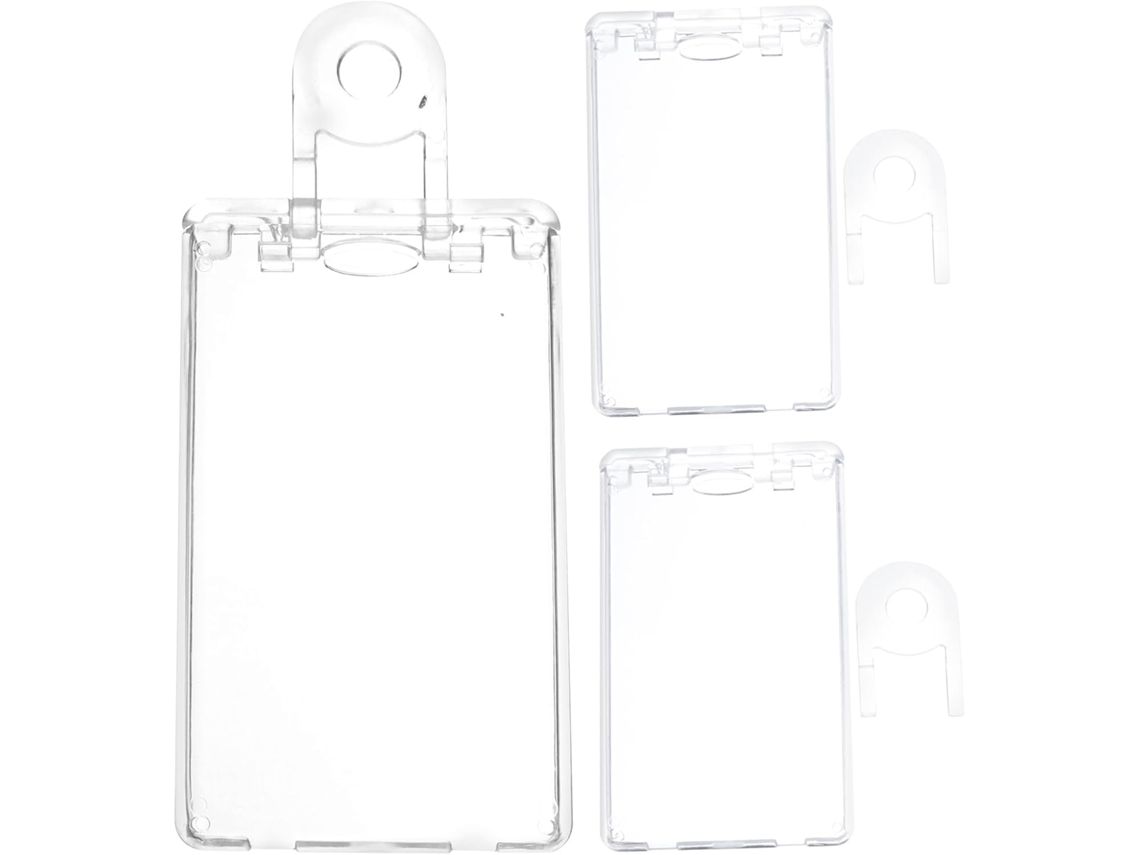 Conjunto De 3 Porta Crachás Verticais Transparentes Em Policarbonato, Porta Cartões Duplo, Proteção Prática Cartões