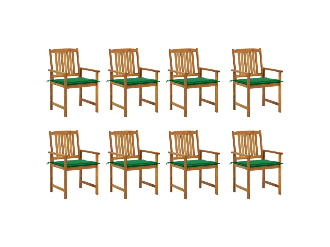 Cadeiras De Jardim Com Almofadões 8 Pcs Acácia Maciça Dkd Home Decor