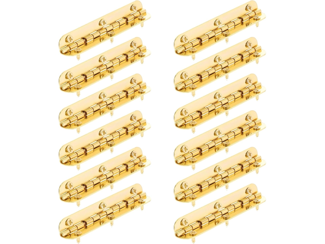 Fuoyloo 12 Dobradiças Pequenas De Ferro Dourado Para Caixas Madeira Com 6 Furos, Estilo Antigo, Alta Dureza, Fáceis De