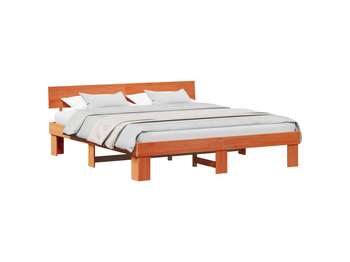 Estrutura da Cama com Cabeceira Marrom Cera 200x200 cm MAISON EXCLUSIVE