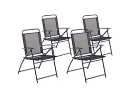 Práctico Y Moderno Conjunto De 4 Sillas De Jardín  Beliani Livo De Acero Negro 48x66x90