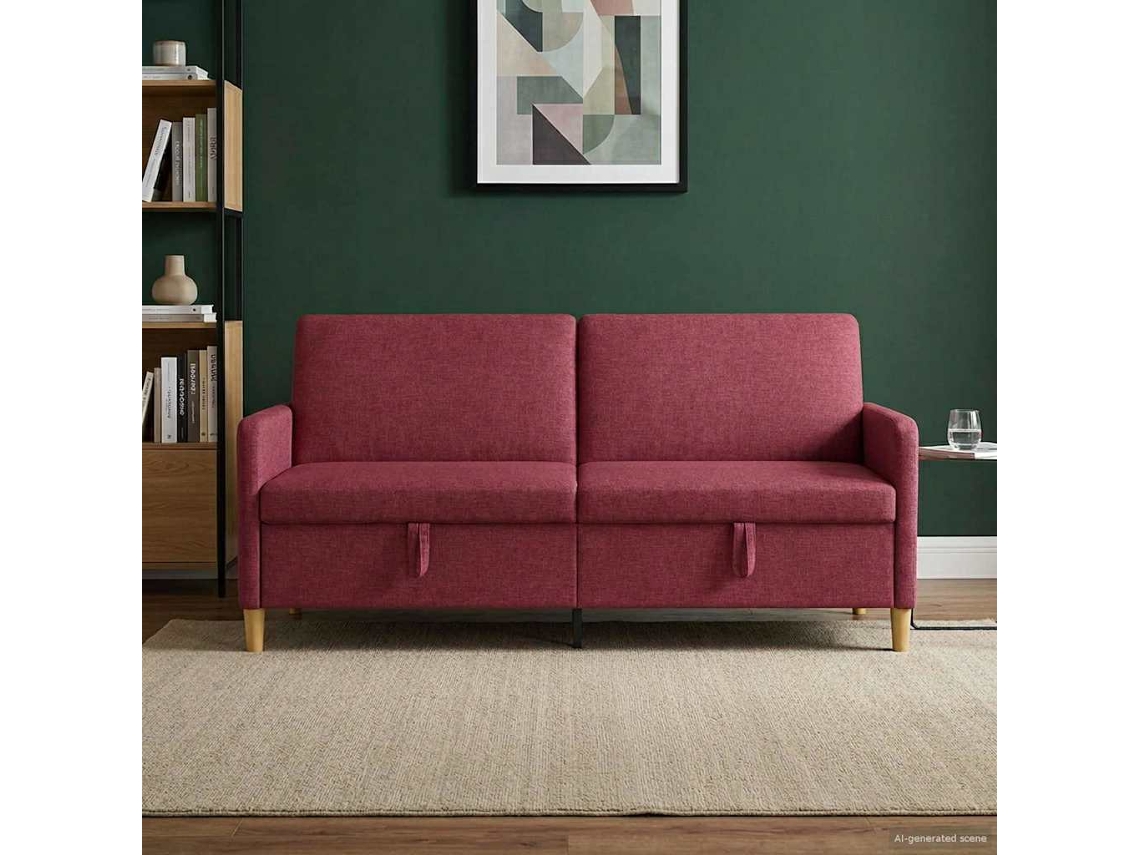 Vidaxl Sofa Com Armazenamento Vinho Vermelho 192 X 78 X 87 Cm