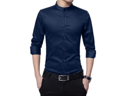 2026 camisa Hombre de Manga Larga Con Cuello Alto Mystdiy de Algodón Corte Exquisito Y Puños Ajustables