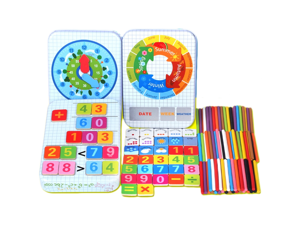 Primerox brinquedo Educativo Multifuncional para Crianças: Bastões de Contagem, Relógio e Jogos de Cognição