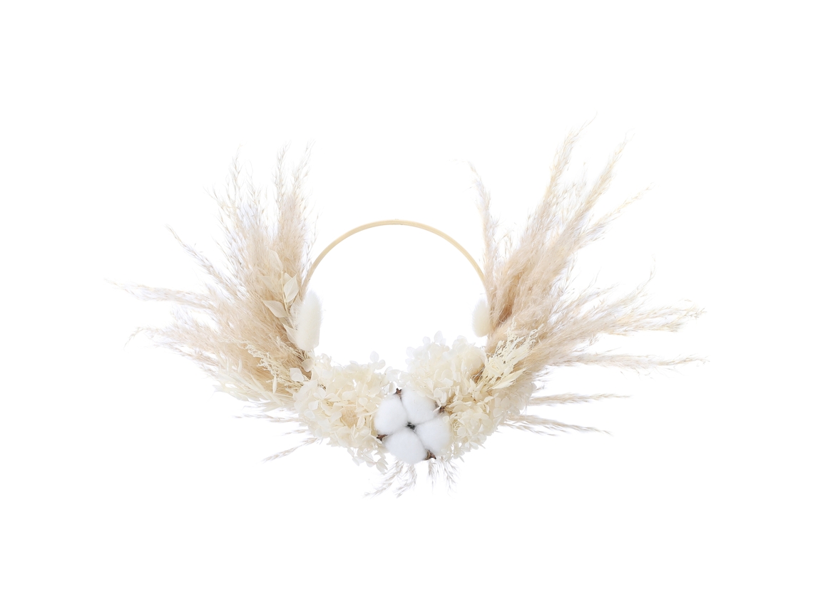Coroa Capim Pampas Fluffy Decorativa Sala MARCA