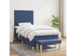 Vidaxl Cama Com Molas/colchão 90x200 Cm Tecido Azul