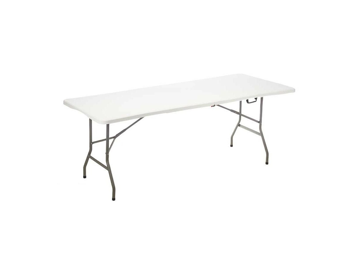 Mesa Dobrável Branco Metal Polietileno 244x76x74 cm