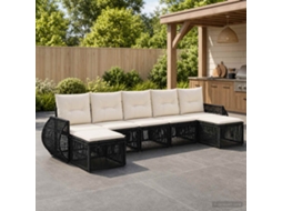 Vidaxl Conjunto De Sofá De Jardim 7 Unid. Preto E Branco Creme Vime Pe
