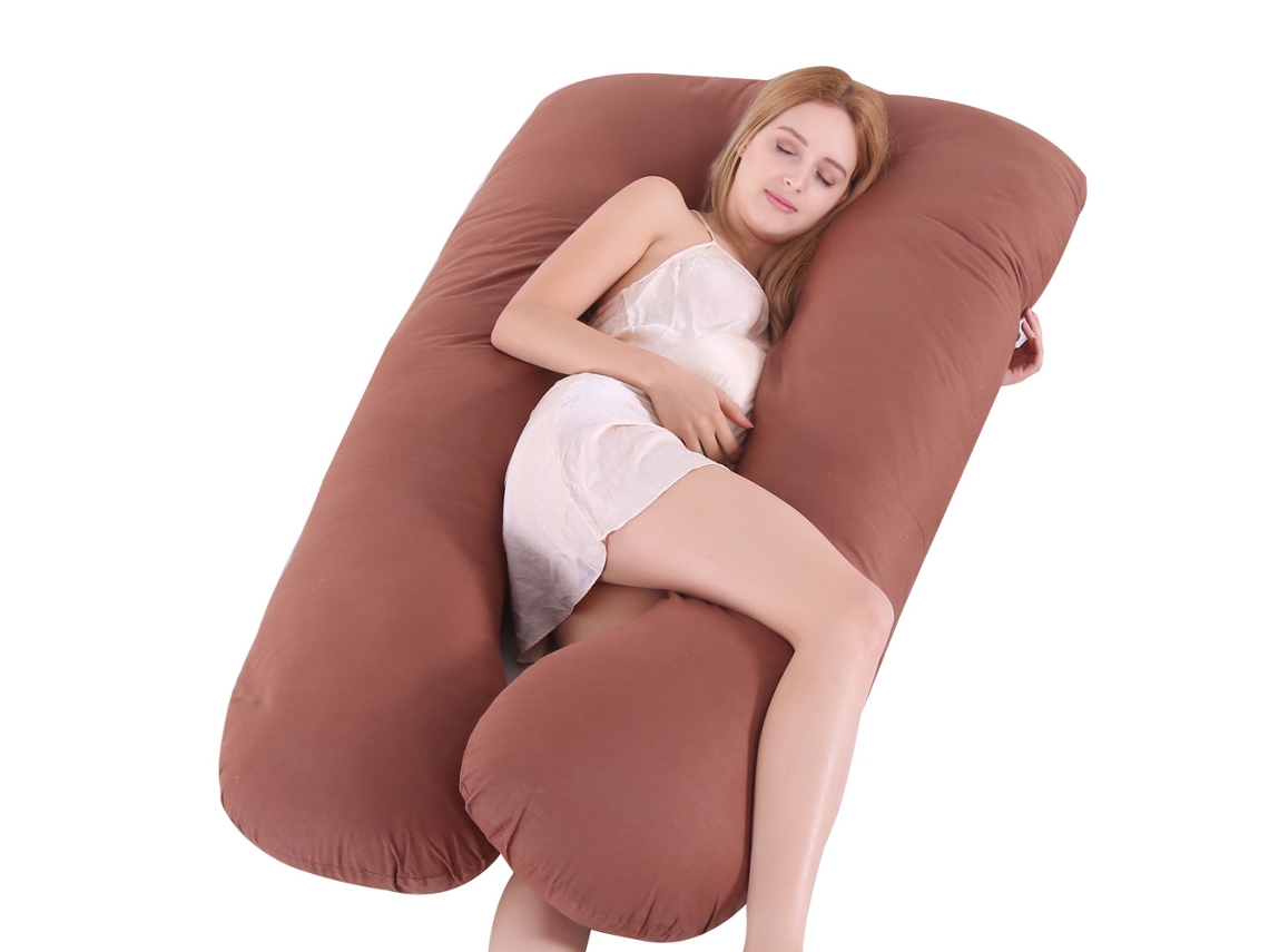 Almofada para Grávidas, Travesseiro de Dormir para Gestantes, Alívio Dor no Corpo Durante a Gravidez SPQMENT (140x80cm marrom)