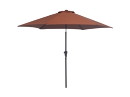 Chapéu De Sol De Jardim Ø260x235cm De Alumínio Reclinável Com Manivela E 6 Hastes Para Terraço Exterior Varanda Café