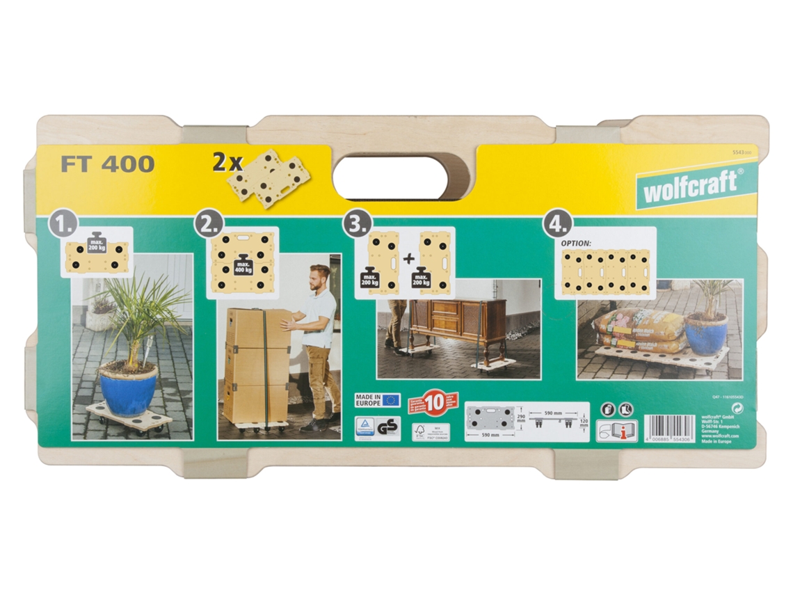 WOLFCRAFT 5543000 2 Plataformas de Mudança com Forma de Puzzle para Expansões Ft400