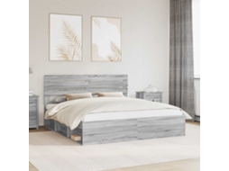 Vidaxl Estrutura da Cama com Cabeceira Cinza Sonoma 180 X 200 Cm