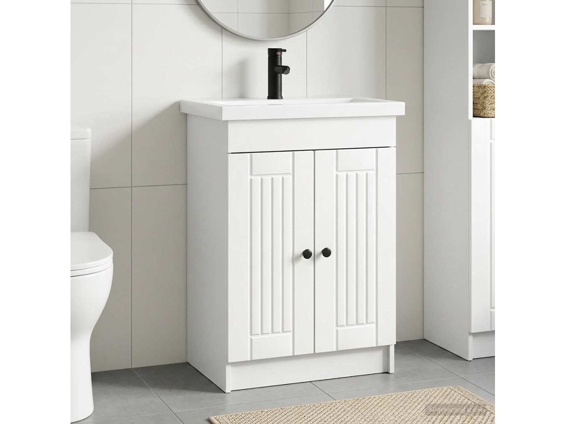 Vidaxl Conjunto De Móveis Para Banheiro Branco 78,5 X 37,5 X 81 Cm