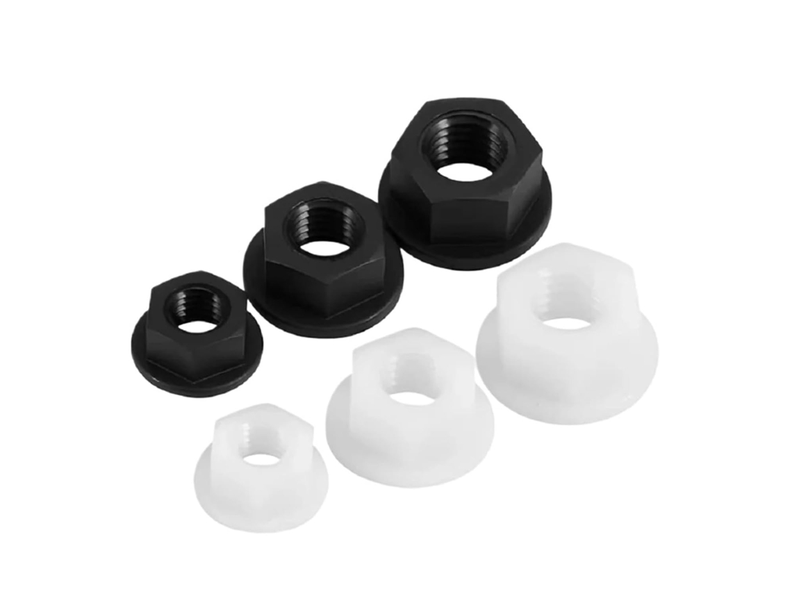 Porca Sextavada Com Flange E Cabeça, Isolamento Em Nylon Pa66, Fundo Plano, Branca E Preta, M3, M4, M5, M6, M8, M10, M12