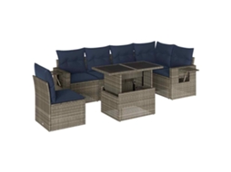 Conjunto de Sofá de Jardim, 7 Peças, Almofadas, Rattan Cinza MAISON EXCLUSIVE