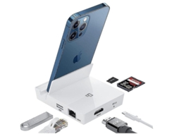 Estação De Acoplamento De Iluminação Hdmi Otg, Ethernet, 6 Em 1, Usb Hub, Iluminação, Leitor Sd/tf, Compatível Phone12 Etc Branco Bestvite