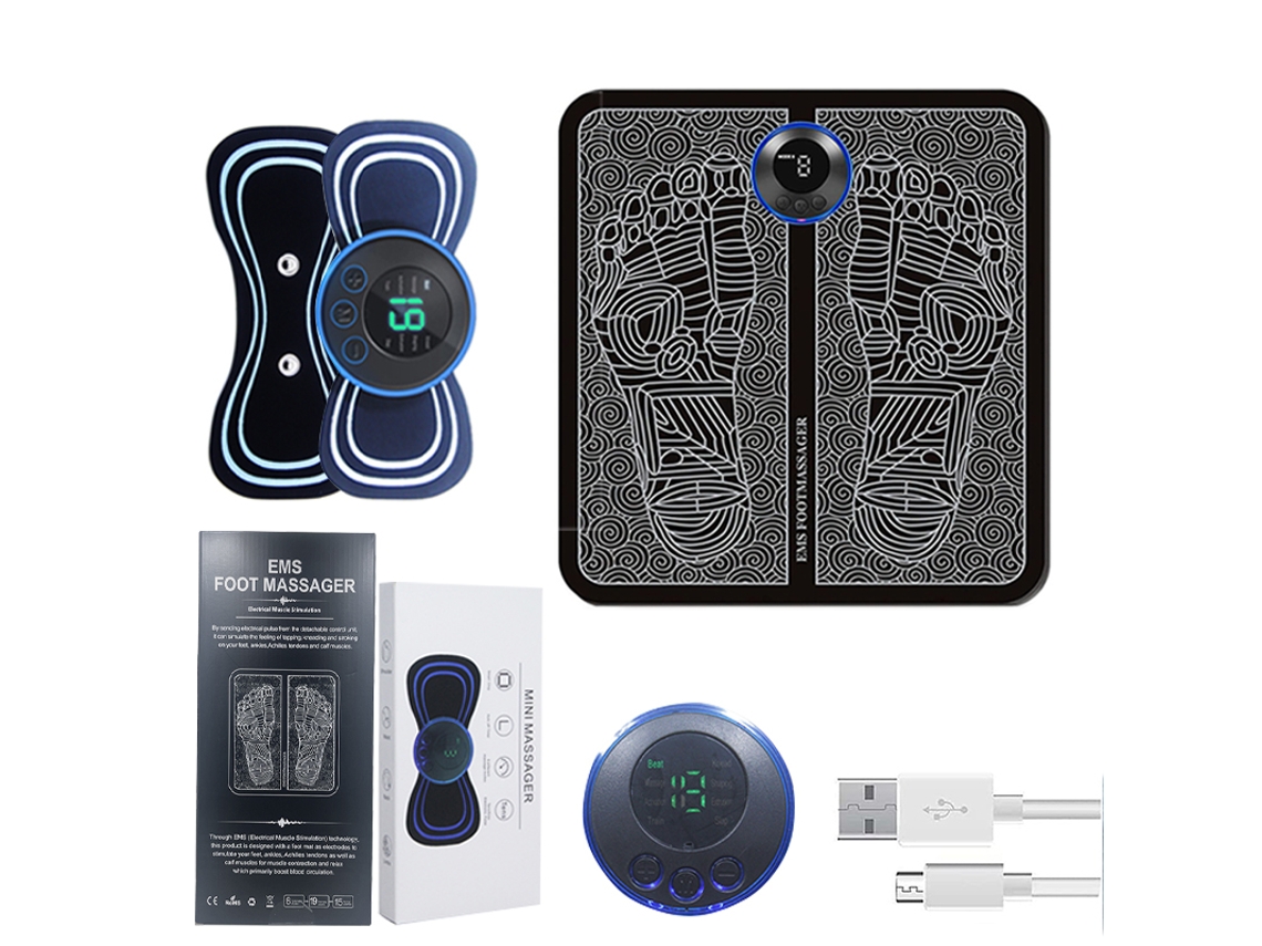 Conjunto de Massagem Inteligente para Tornozelos e Pescoço, Equipado com Bateria Recarregável Via Usb. MDUG (2 em 1)