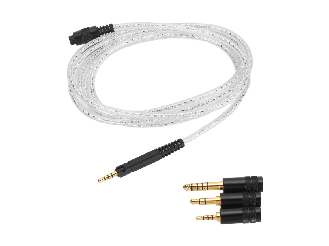 Cabo de Fone de Ouvido Prateado Mali com Plugues 2.5mm 3.5mm 4.4mm para Hd518 Hd558 Hd598 Hd569 Hd579 Hd599 (S/MARCA)
