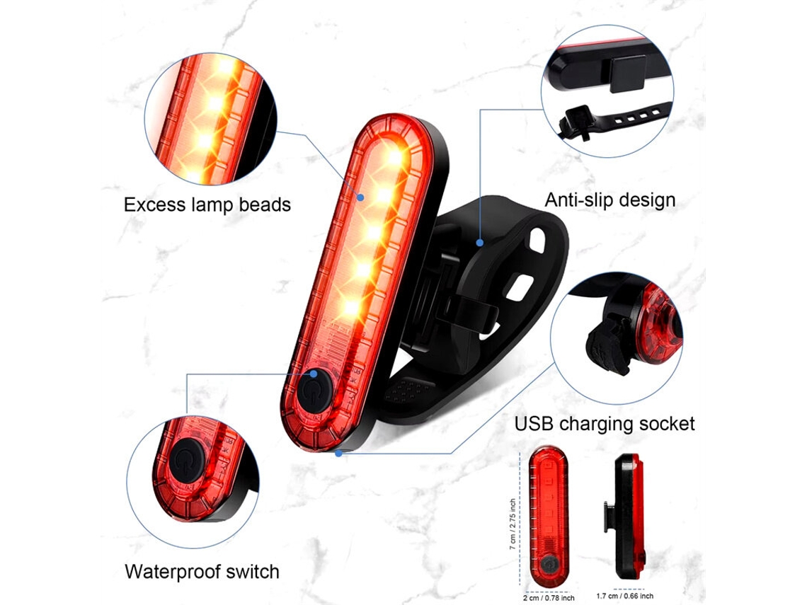 Bikight Lanterna Traseira Vermelha 650mah Usb Led Brilhante Ip Fácil Instalar Segurança Pedal