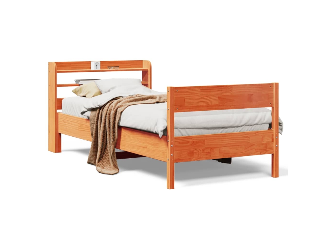 Cama Sem Colchão 75x190 cm Madeira de Pinho Maciça Castanho mel MAISON EXCLUSIVE