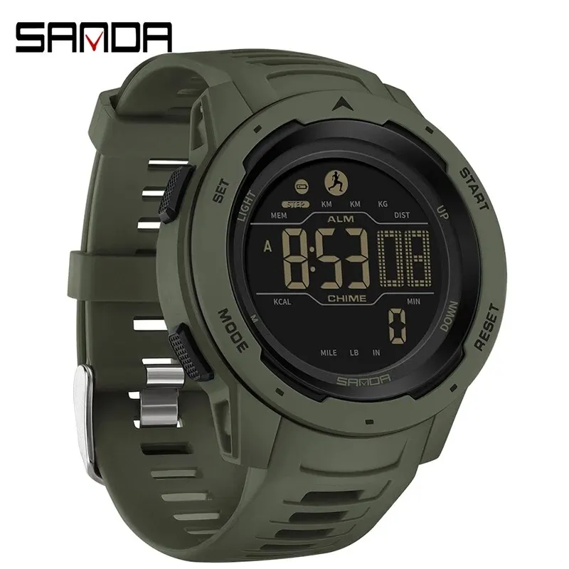Relógio MDUG militar, resistente à água, visor duplo, eletrônico, quartzo (verde transparente)