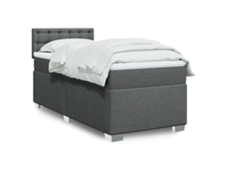 Vidaxl Cama Com Molas/colchão 100x200 Cm Tecido Cinza-escuro