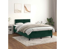 Vidaxl Cama Boxspring Com Colchão 120x200 Cm Veludo Verde-escuro