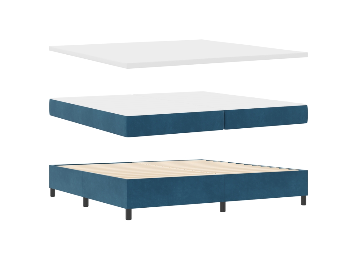 Conjunto 1 Cama Box Vidaxl Azul Veludo (200 X 200 Cm)