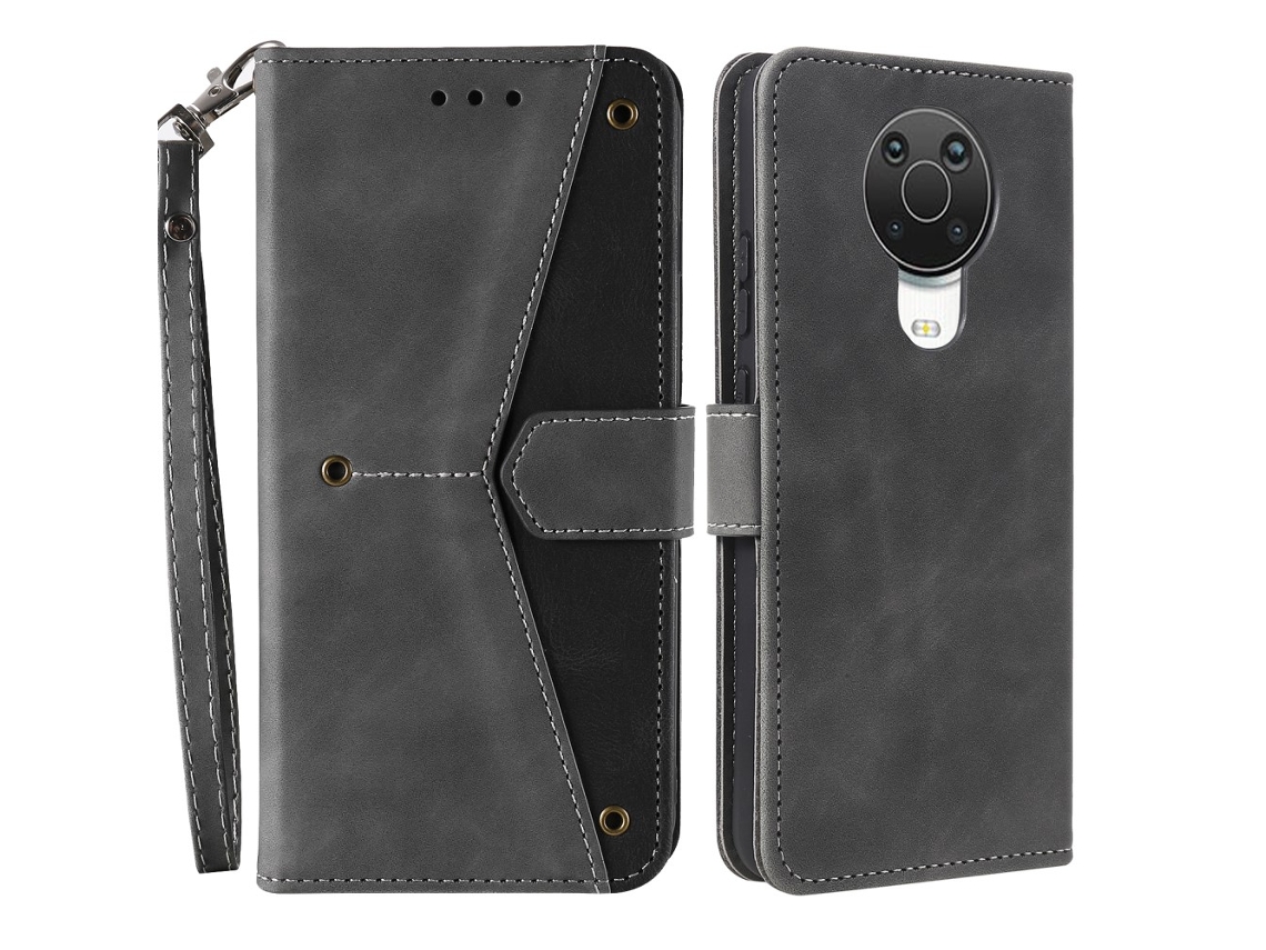Capa Costura Emenda Toque Fundo Para Nokia Nokia G20 Pele Sintética Cinzento