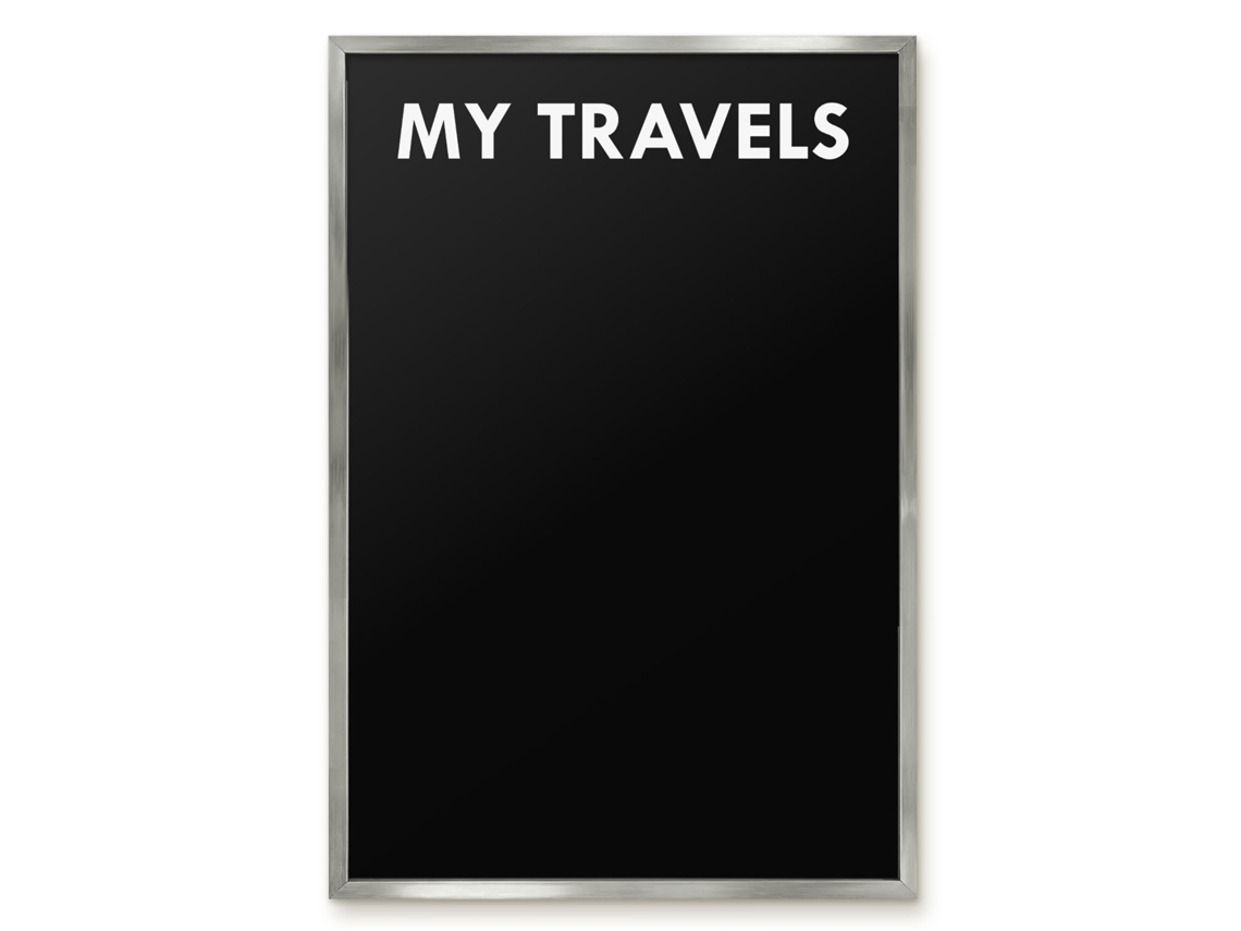 Quadro de vidro magnético Minhas Viagens Para o Hall Espelharte (40x60 cm)