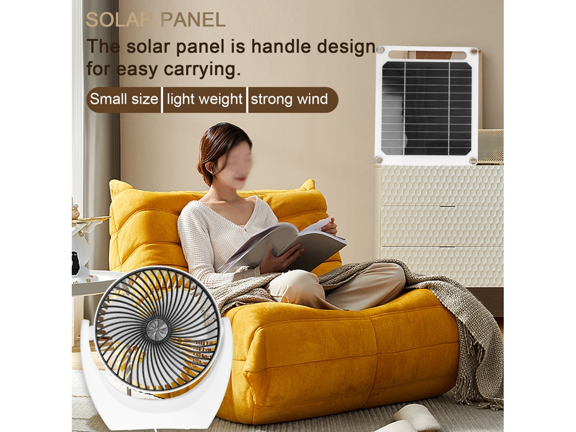 Ventilador Solar Portátil 6w Painel Monocristalino Recarregador