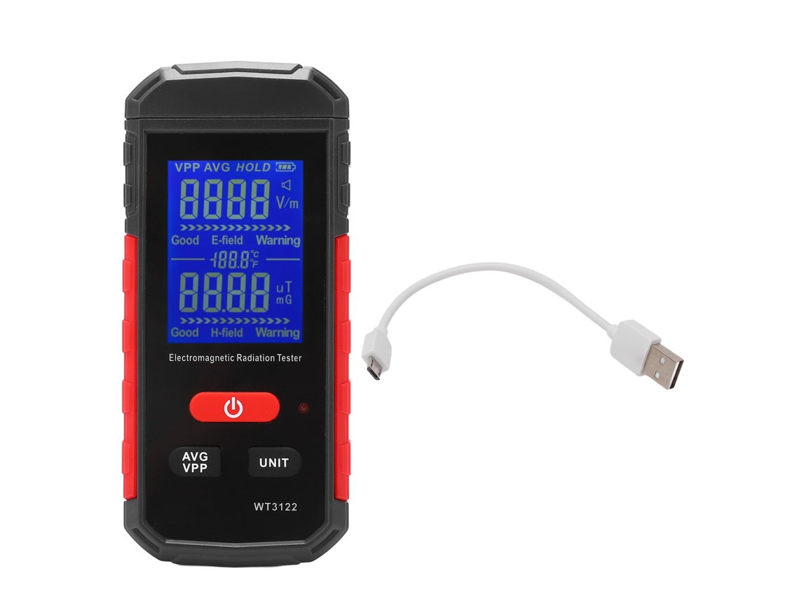 Yuru detector de Radiação Electromagnética com Alarme, Display Lcd Colorido e Bloqueio de Dados Portátil