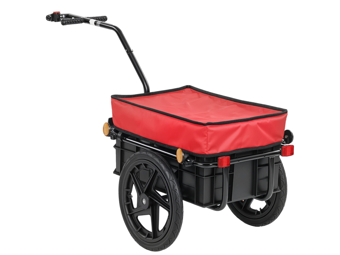 Reboque Para Bicicleta Aço, Tecido Oxford Cor Vermelho E Preto 144x59x80 Cm Homcom