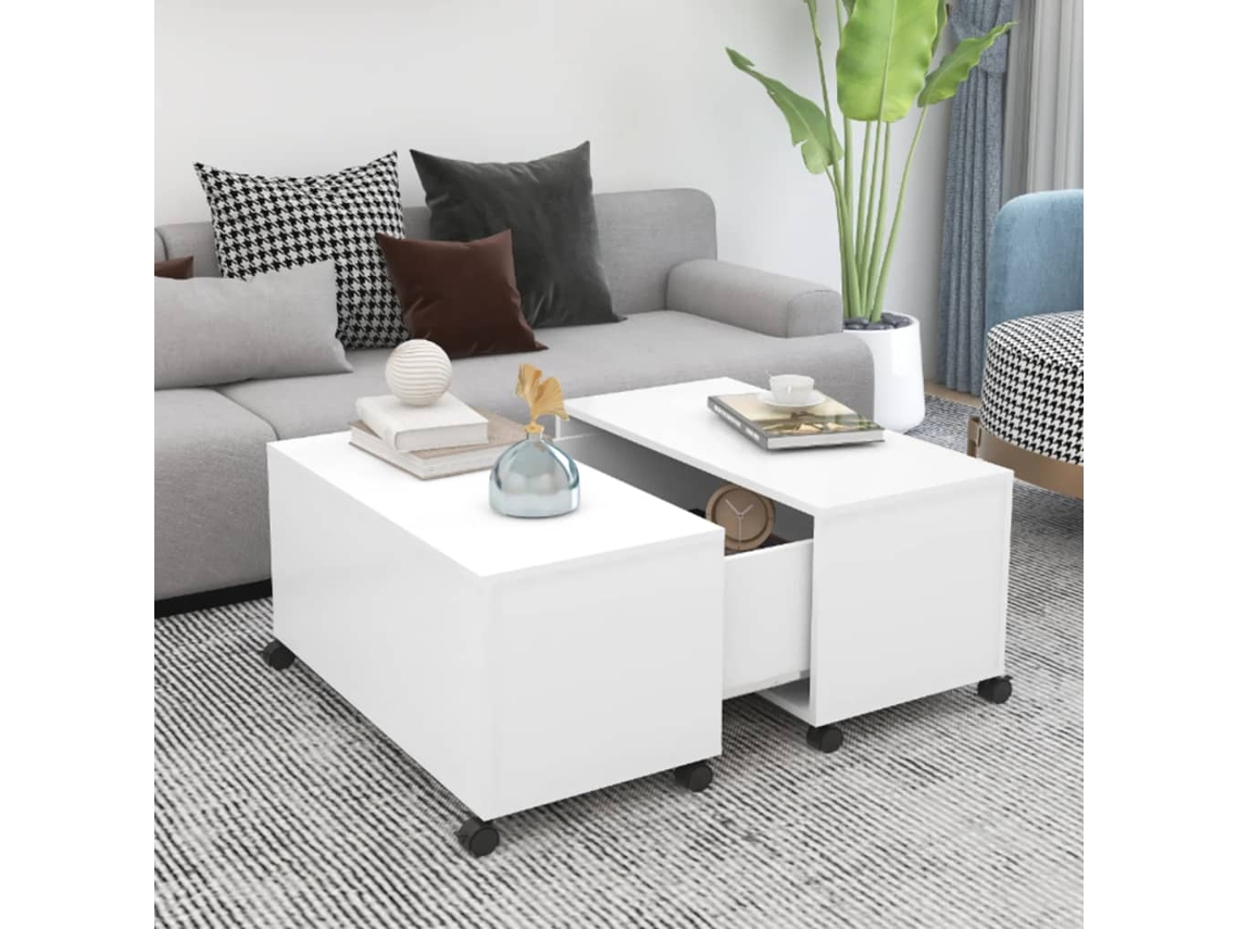 Vidaxl Mesa De Centro 75x75x38 Cm Contraplacado Branco