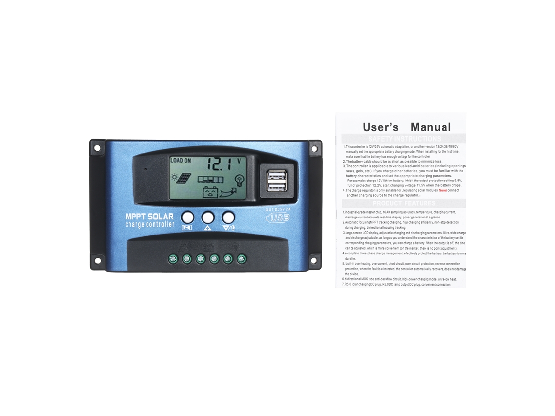 Controlador De Carga Solar Mppt De 100 A, 12 V/24 V, Doble Usb, Painel Solar, Regulador De Carga, Tela Lcd, Carregador Automático