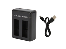 Cargador Dual De Baterías Para Cámara Deportiva Action Camera Com Usb Tipo C E Micro Usb