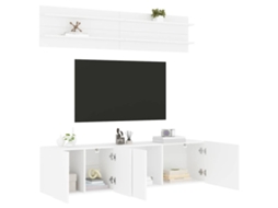 Vidaxl 6 Pcs Móveis De Parede P/ Tv Derivados De Madeira Branco