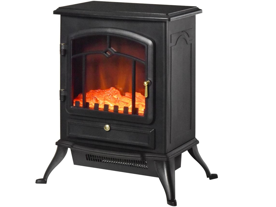 Lareira Elétrica Vidro Temperado, Pp E Abs Cor Preto 45x28x54cm Homcom