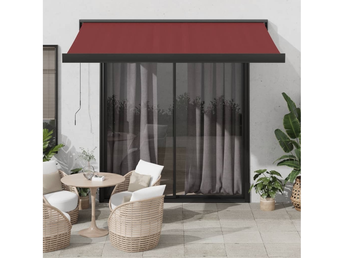 Vidaxl Toldo Retrátil Manual 350x250 Cm Bordô