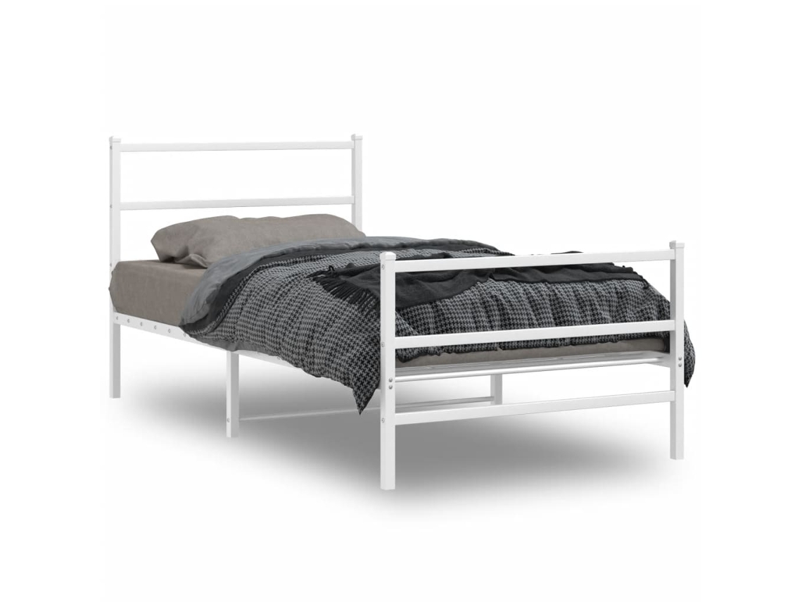 Estrutura de cama com cabeceira e pés VIDAXL metal branco (100x200 cm)