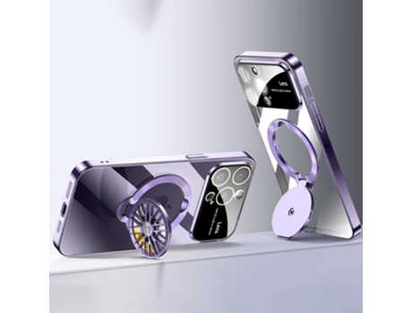 Suporte Casa Galvanizado Para Iphone 13 Pro Max Voero Pele Sintética Roxo