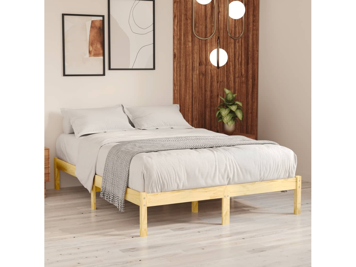 Estrutura De Cama 140x200 Cm Pinho Maciço