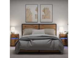 Vidaxl Criado-mudo Led 2 Unid. Madeira Antiga 38 X 34 X 61 Cm